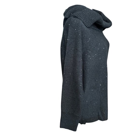 Chico's Sweater Size 1 M Black NWT Cowl Turtleneck Pullover Touch of Sparkle - Picture 4 of 13